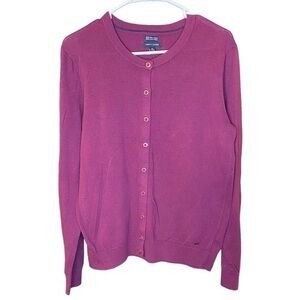 TOMMY HILFIGER 100% pima cotton button down sweater cardigan burgundy size xL